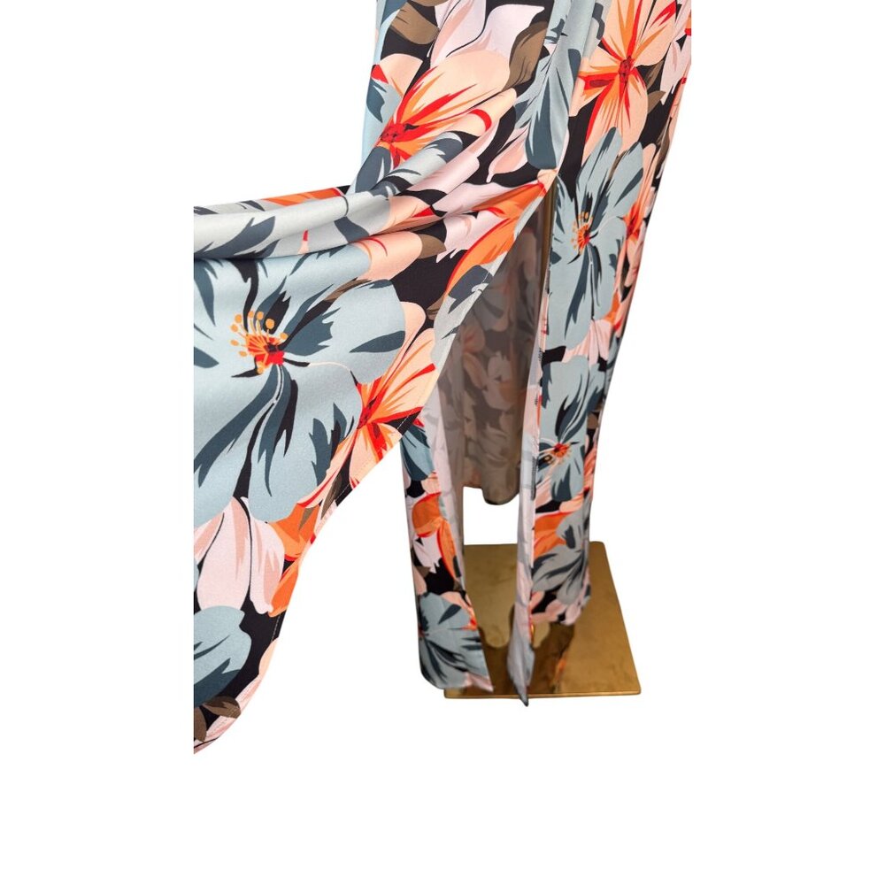 2/$50 NEW XL Summer Floral V-Neck High-Waisted A-Line Maxi Dress Beach Multicolo - Picture 12 of 16